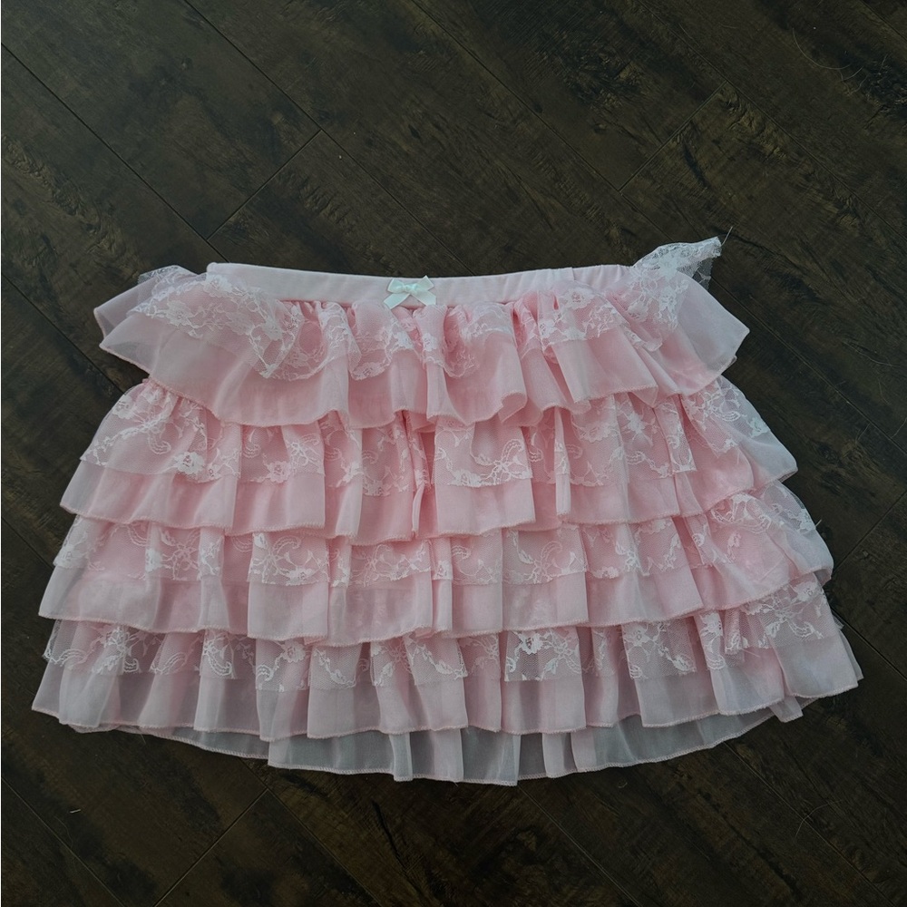 Pink mini skirt